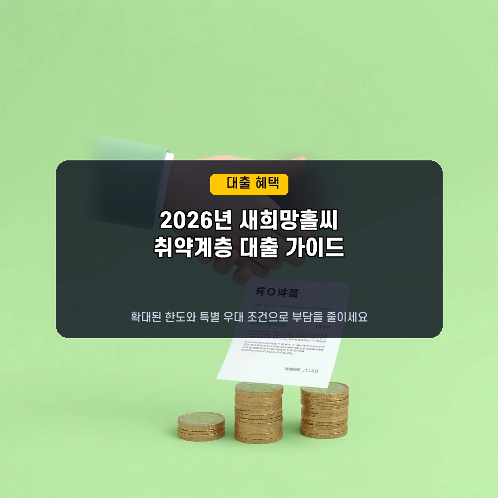 신용 낮아도 괜찮아! 2026년 새희망홀씨 대출, 취약계층 우대 혜택으로 최대 OO만원 받기