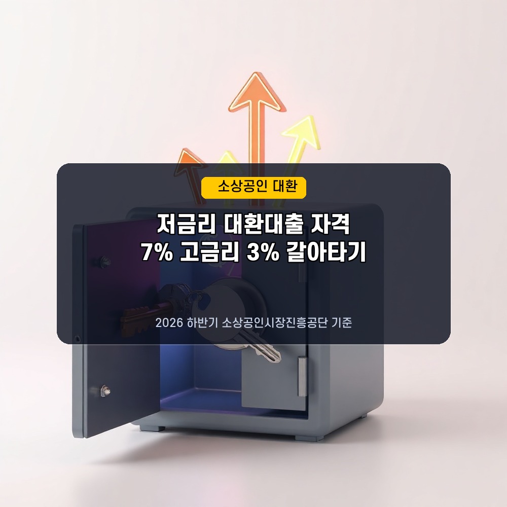 7%대 고금리 대출을 3%대로! 2026년 하반기 소상공인 저금리 대환대출 조건 및 신용 점수 기준