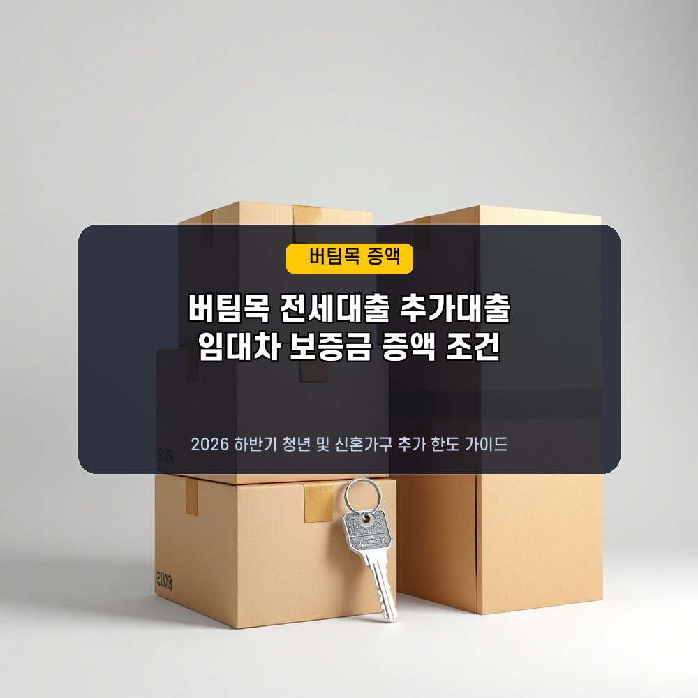 이사 비용 해결! 2026년 하반기 버팀목 전세자금대출 추가 증액 조건과 우대 금리 팁