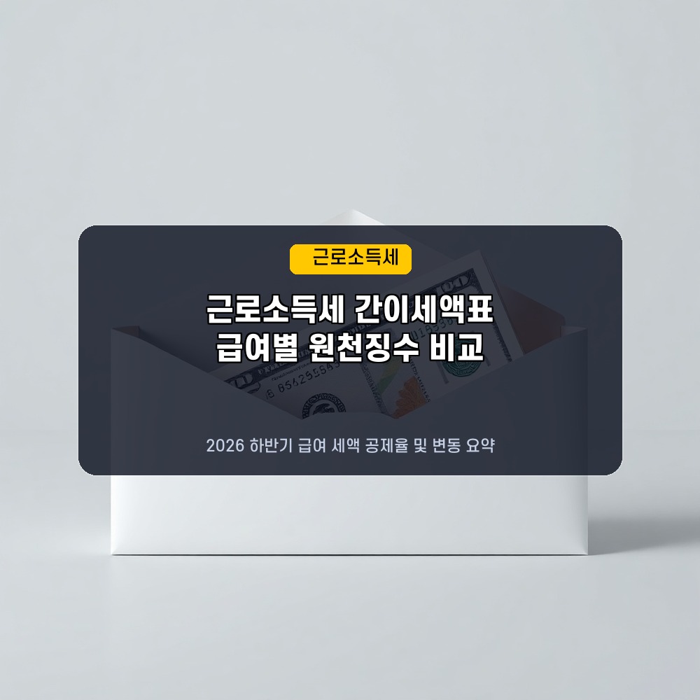 내 월급에서 세금이 얼마나 깎일까? 2026년 하반기 근로소득세 간이세액표 개정 및 소득별 원천징수 비교