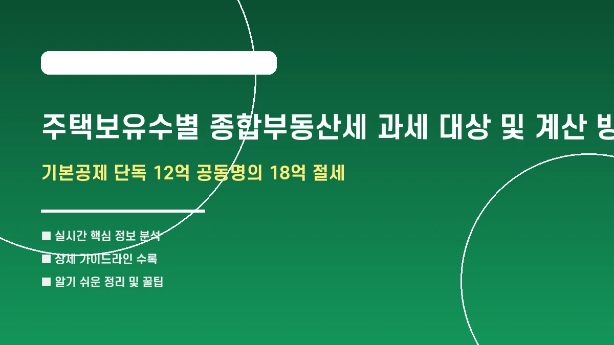 주택보유수별 종합부동산세 과세 대상 및 계산 방법 안내