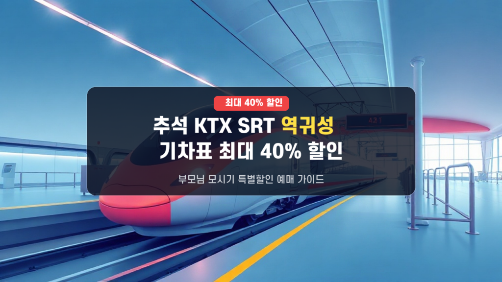 2026 추석 KTX SRT 역귀성 최대 40% 할인! 예매 방법과 취소 수수료 규정