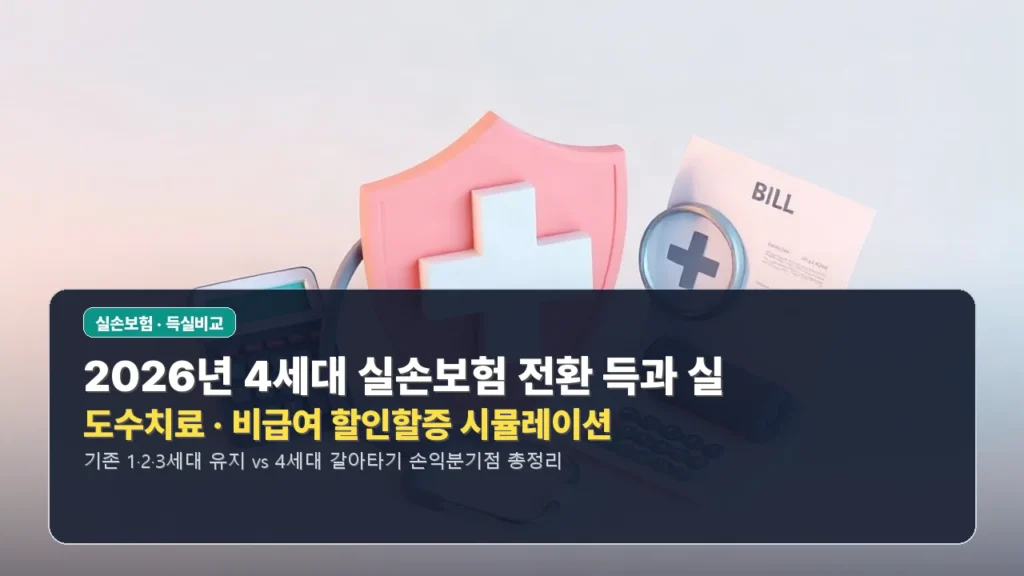 2026년 4세대 실손보험 전환 득과 실 (도수치료·비급여 할인할증 시뮬레이션)