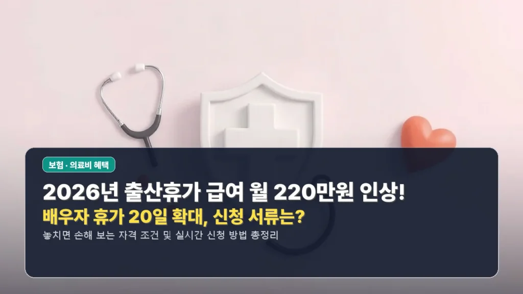 2026년 출산휴가 급여 월 220만원 인상! 배우자 휴가 20일 확대, 신청 서류는?