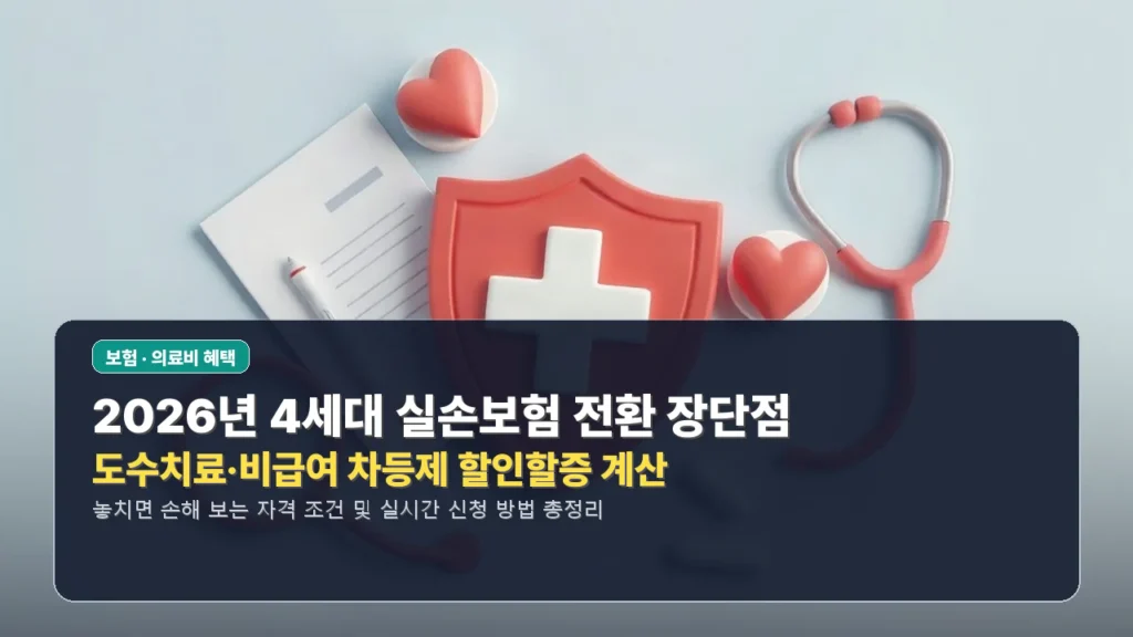 2026년 4세대 실손보험 전환 장단점 및 도수치료·비급여 차등제 할인할증 계산