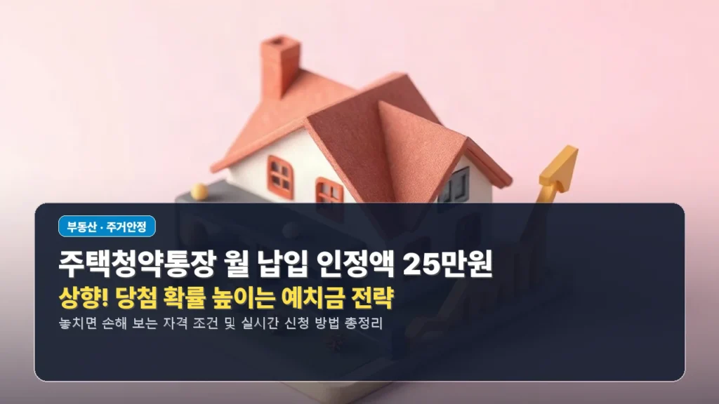 주택청약통장 월 납입 인정액 25만원 상향! 당첨 확률 높이는 예치금 전략