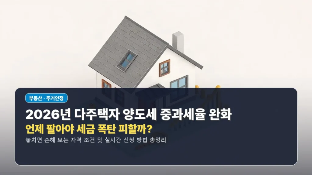 🚨 2026년 다주택자 양도세 중과세율 완화: 언제 팔아야 세금 폭탄 피할까?