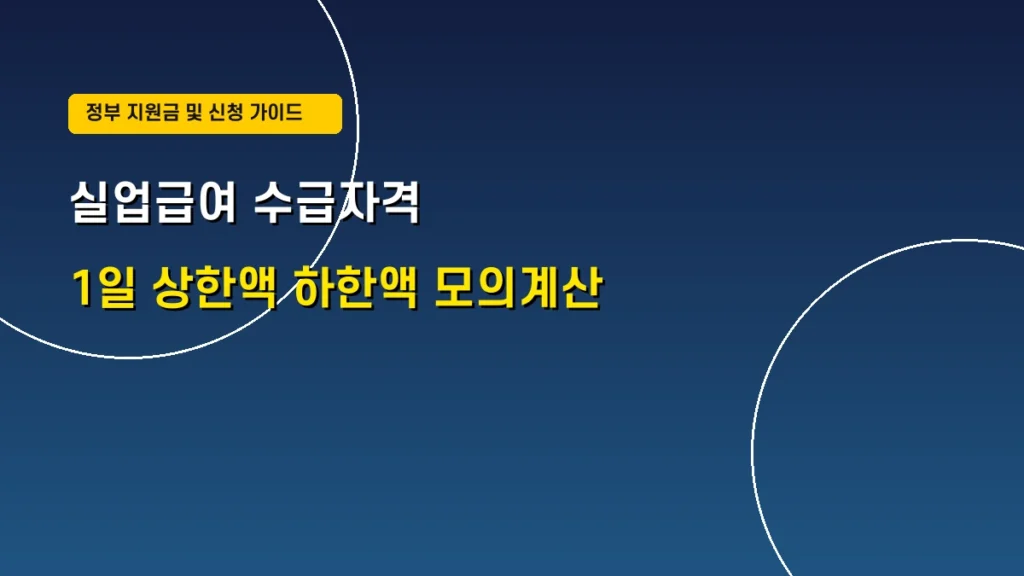 2026년 실업급여 수급자격 및 1일 상한액 하한액 모의계산 총정리