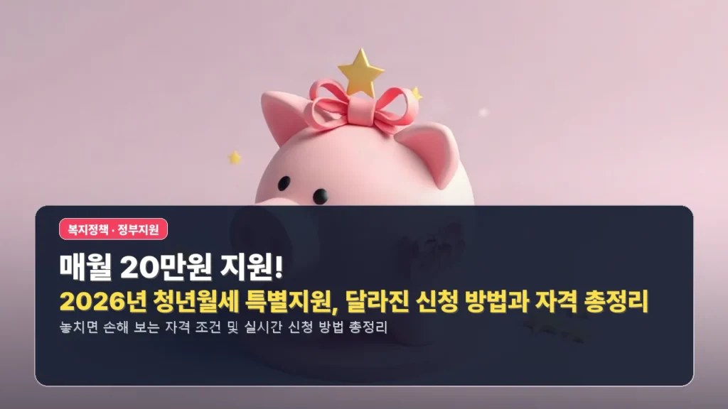 매월 20만원 지원! 2026년 청년월세 특별지원, 달라진 신청 방법과 자격 총정리