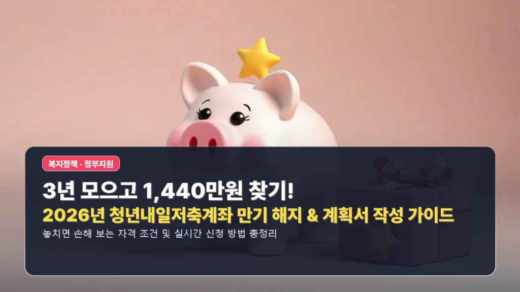 3년 모으고 1,440만원 찾기! 2026년 청년내일저축계좌 만기 해지 & 계획서 작성 가이드